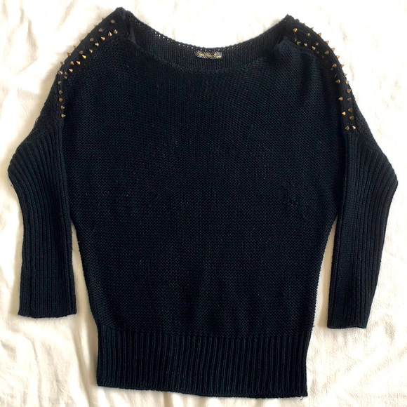 Ged  London Wide Neck Studded Sleeve Drop Shoulder Sweater - Picture 1 of 15